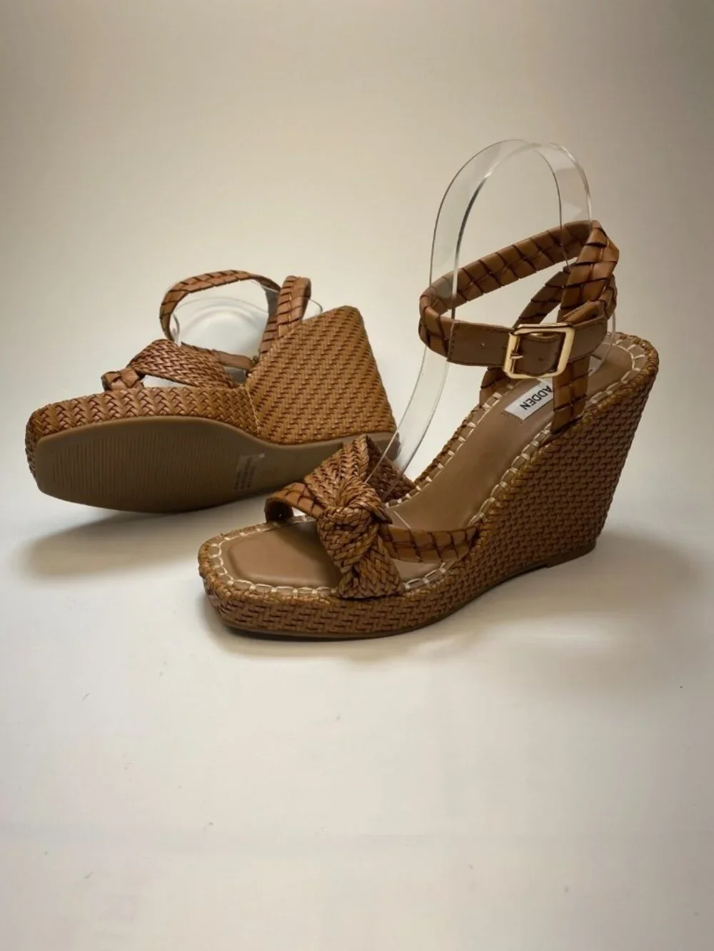 Steve Madden Womens Jylan Wedge Sandal In Cognac Sz 9